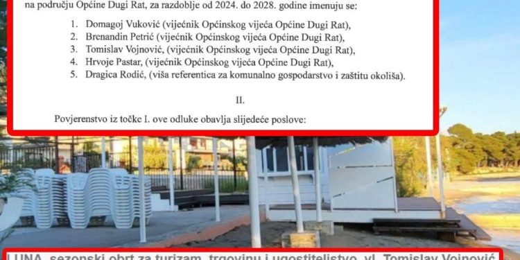 ČUDO U DUĆAMA Okupator pomorskog dobra u Dućama i član Odbora za izdavanje dozvola na pomorskom dobru zaista dijele ime