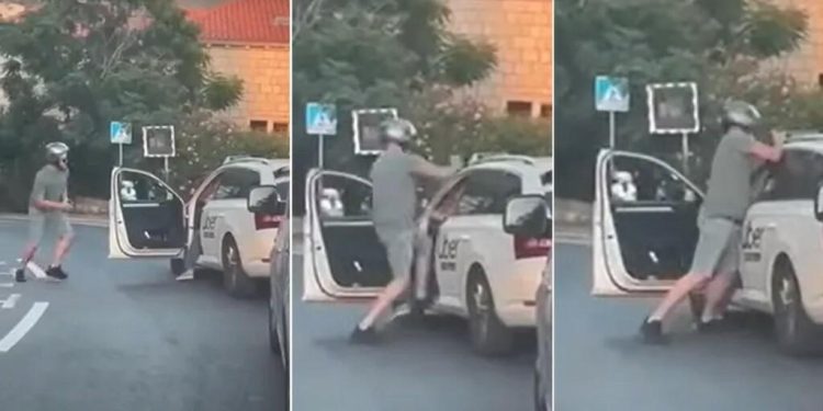 Slobodna Dalmacija – Pogledajte ovo divljaštvo: pobješnjeli motociklist napao taksista, pljuvao ga, šutao nogama, lupao šakama!