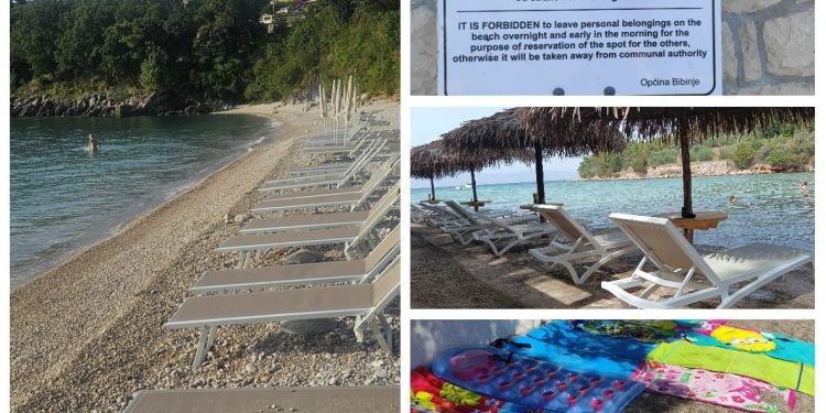 Čak i da netko ima koncesijsku dozvolu, zauzimanje plaže praznim ležaljkama i ručnicima je zakonski zabranjeno!