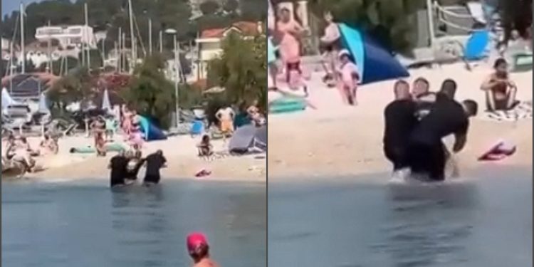 Dramatično uhićenje u plićaku plaže u Tribunju: Mahao nožem, pa ukrao motor i sletio u more