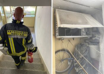 FOTO Mostarski vatrogasci intervenirali zbog požara na klima uređaju