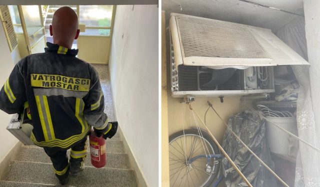 FOTO Mostarski vatrogasci intervenirali zbog požara na klima uređaju