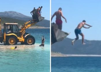 ‘HERCEGOVAČKE OLIMPIJSKE IGRE’ Bager u jezeru poslužio kao skakaonica grupi mladića