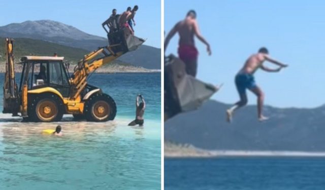 ‘HERCEGOVAČKE OLIMPIJSKE IGRE’ Bager u jezeru poslužio kao skakaonica grupi mladića