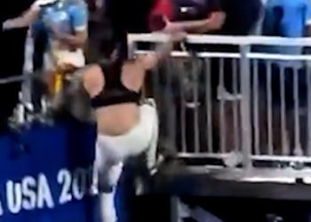 Kakav okršaj s kolumbijskim navijačima!  Nunez se penje kako bi obranio obitelj