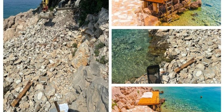 OVO JE REKORD! Općina Pakoštane dan nakon našeg članka srušila ilegalni mul poljske tvrtke koja oglašava “privatnu plažu”