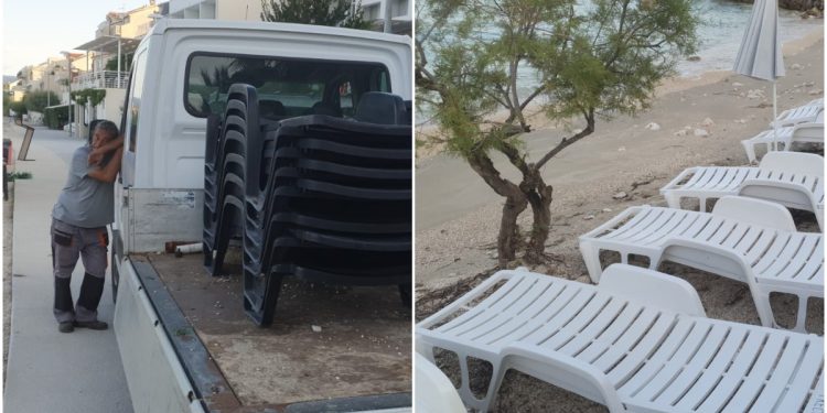 PODSTRANA: Komunalni redari u akciji “čišćenja” ostavljenih ležaljki i suncobrana sa plaža