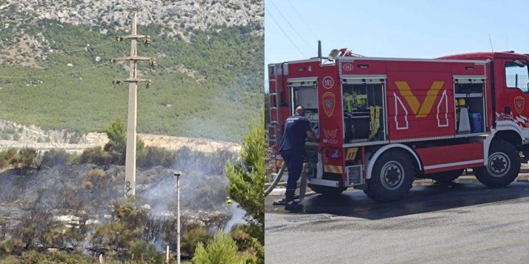 PUKAO DALEKOVOD? Požar kraj Željezare lokaliziran: Dio Kaštela i Solina bez struje, na terenu 56 vatrogasaca!