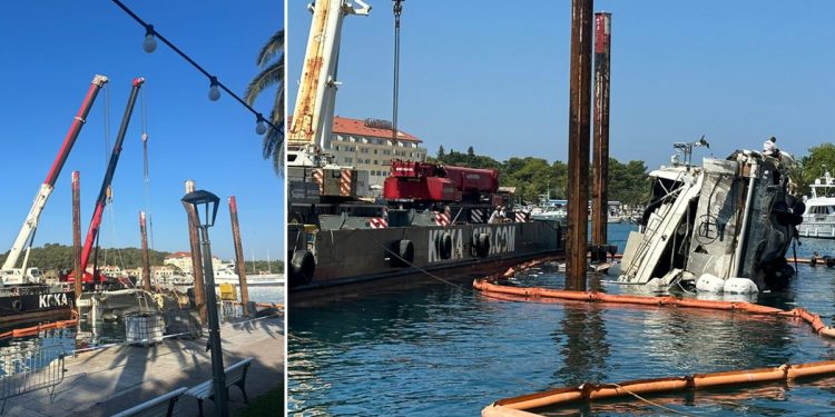U Makarskoj planula golema jahta. Crni gusti dim bio je iznad luke, a grdosija se konačno uklanja nakon dva tjedna od ogromnog požara…