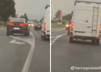 VIDEO NOVA NESAVJESNA VOŽNJA U MOSTARU Vozaču puna linija i otok ne znače previše