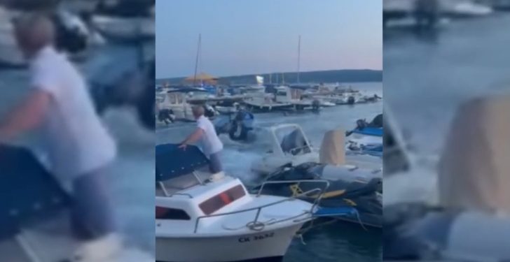 (VIDEO) OPASAN MANEVAR Luđaci na moru: Gliserom punom brzinom uletio u usku lučicu i napravio okret