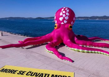 ZAŠTITA MORA Greenpeace na zadarskim “orguljama” postavio divovske hobotnice!