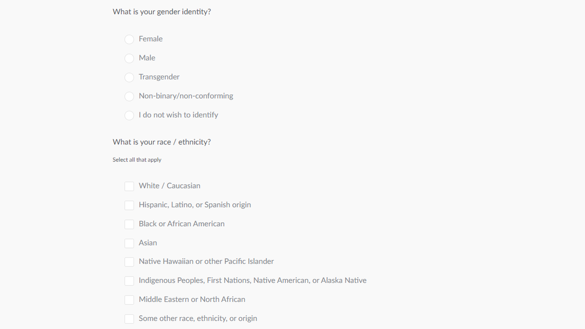 Takozvana 'neobavezna' anketa o raznolikosti kampanje Harris traži od potencijalnih novih zaposlenika da podijele svoj rodni identitet i seksualne sklonosti. 