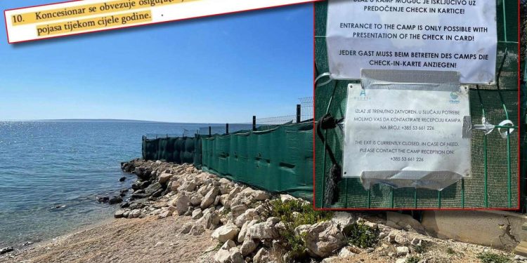 OGRADILI 2 km POMORSKOG DOBRA Kamp Straško kod Novalje na Pagu direktno krši Zakon i uvjete koncesije: “Ne možete uz more, morate kroz kamp!”