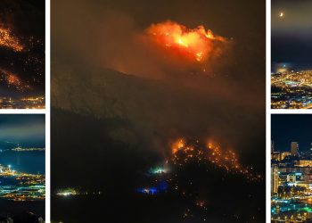 Prvi vrhu brda se povećala vatrena linija. Split i okolica u dimu s požarišta, zalazeći Mjesec izgledao je nestvarno