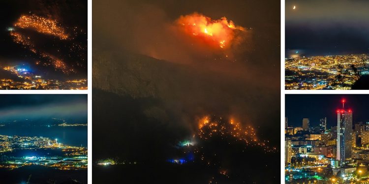 Prvi vrhu brda se povećala vatrena linija. Split i okolica u dimu s požarišta, zalazeći Mjesec izgledao je nestvarno