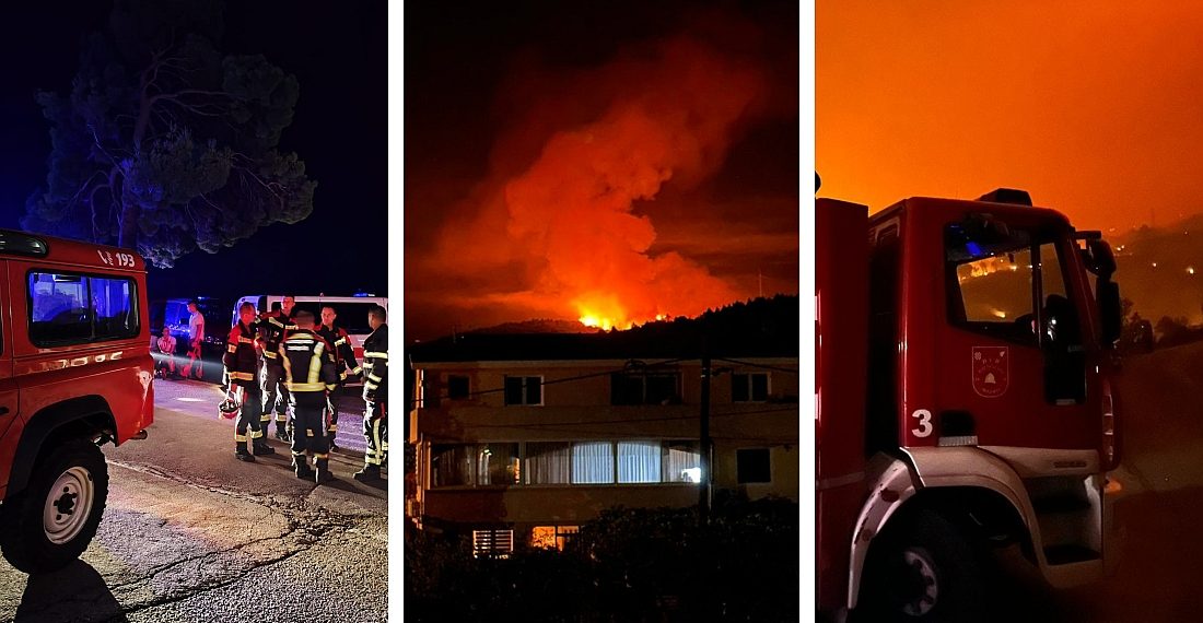 TREĆA BESANA NOĆ ZA DALMATINSKE VATROGASCE Načelnica: “Očekujemo pomoć zračnih snaga tijekom petka”; Požar u Vrsinama i dalje bjesni