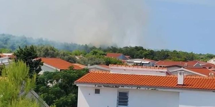 Veliki požar na Viru. Puno vatrogasaca na terenu, stigla su dva kanadera: “Došao je do kuća”