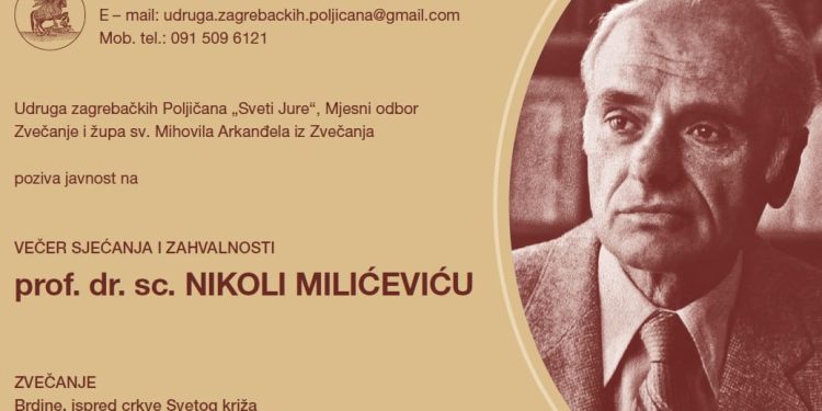 Zvečanje: Večer sjećanja i zahvalnosti prof. dr. sc. Nikoli Milićeviću