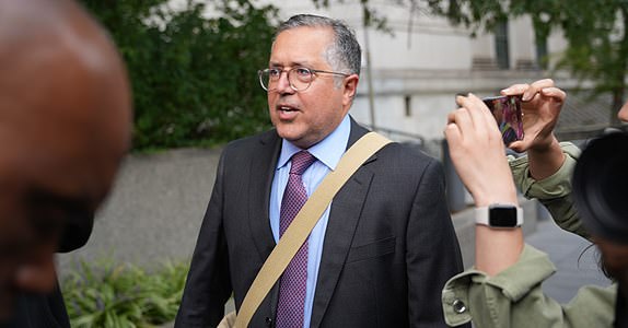 Attorney Marc Agnifilo speaks with media members outside United States Court in Manhattan after music mogul Sean "Diddy" Combs was arrested by federal agents in New York City, New York, U.S., September 17, 2024.    Sean 'Diddy' Combs arrested in Manhattan following indictment amid sex trafficking probe