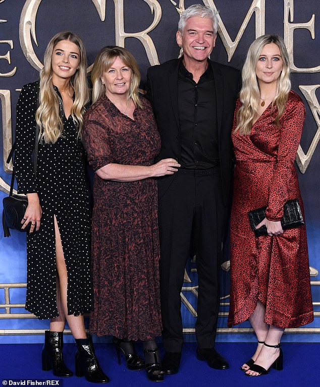 Schofield with his wife Stephanie Lowe and daughters Molly - who is now his publicist - and Ruby in London in 2018