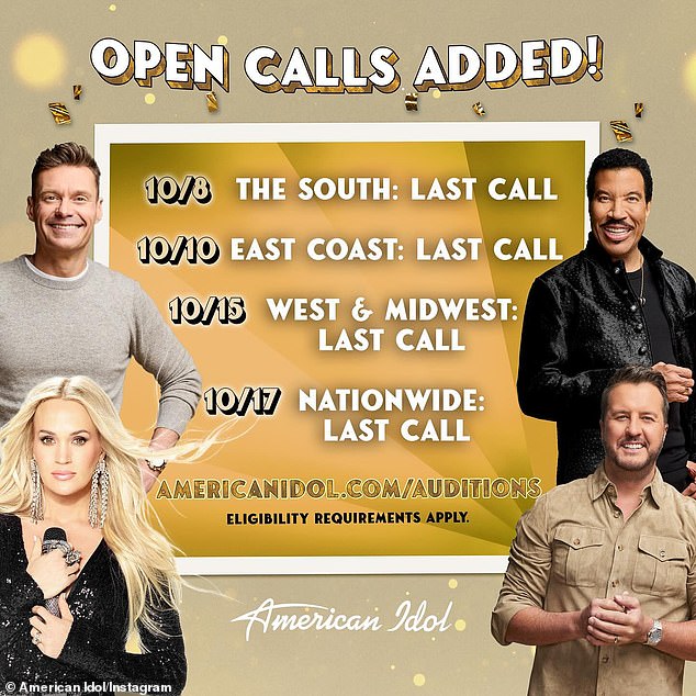 Nationwide auditions are still happening for the 23rd season of ABC's American Idol, in which Underwood will make history next year as the first-ever person to judge the formerly Fox singing competition after winning it in 2004