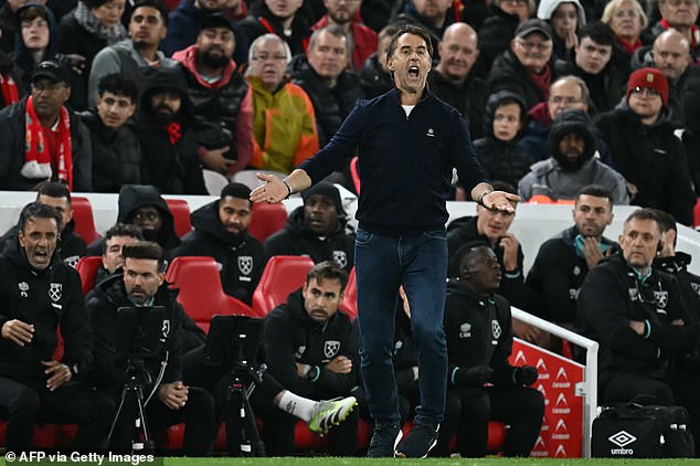 Julen Lopetegui ostao je ljut zbog Liverpoolovog izjednačujućeg pogotka, osjećajući da je Cody Gakpo bio u ofsajdu u nadograđivanju