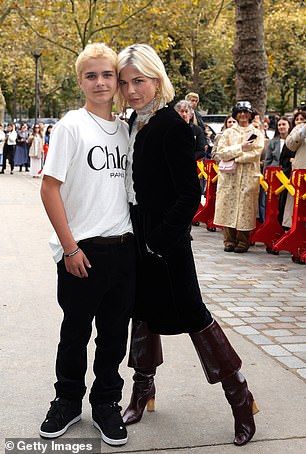 Selma's boots were certainly a statement as she made sure to show them off in a snap with her son