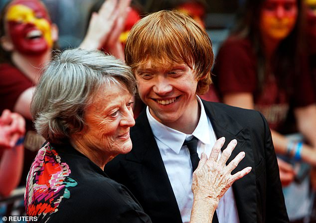 Dame Maggie starred as Professor Minerva McGonagall in the Harry Potter franchise while Rupert played Ron Weasley (pictured at a premiere in 2009)