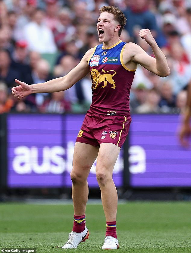Brisbane je preuzeo kontrolu na početku natjecanja - i nikad nije izgledalo kao gubitak (na slici, Logan Morris slavi gol)