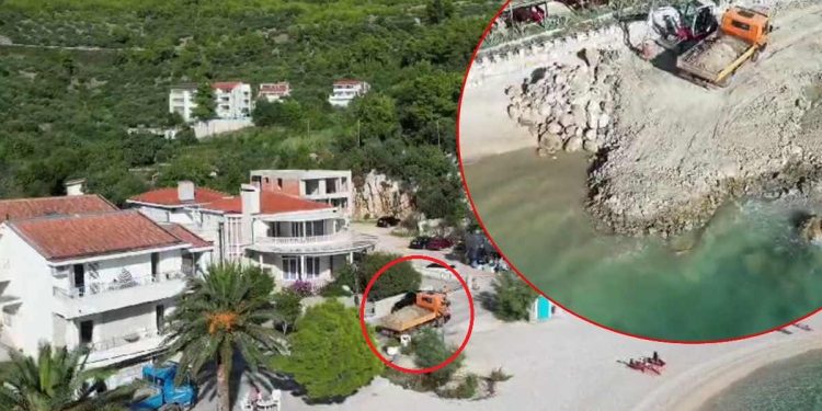 SVE SNIMLJENO IZ ZRAKA Pogledajte kako građevinari sav otpad od gradnje kuće u Baškoj Vodi bacaju u more!