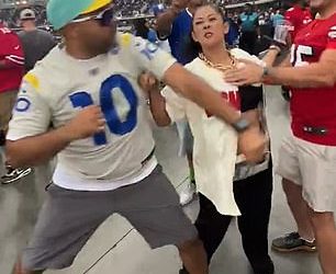 Ludi trenutak, navijač NFL-a udari ženu tijekom divlje tučnjave između navijača Ramsa i 49ersa u Los Angelesu