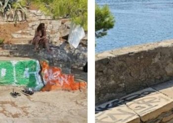 Njemački tinejdžeri išarali grafite po plaži na Cavtatu