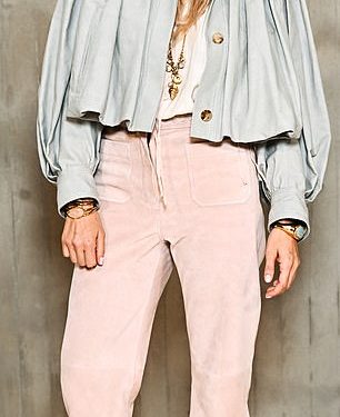 Sienna Miller looks effortlessly chic in floaty jacket and suede trousers as she joins red-headed Diane Kruger, Molly Gallagher and Pixie Geldof at the Chloe show for Paris Fashion Week