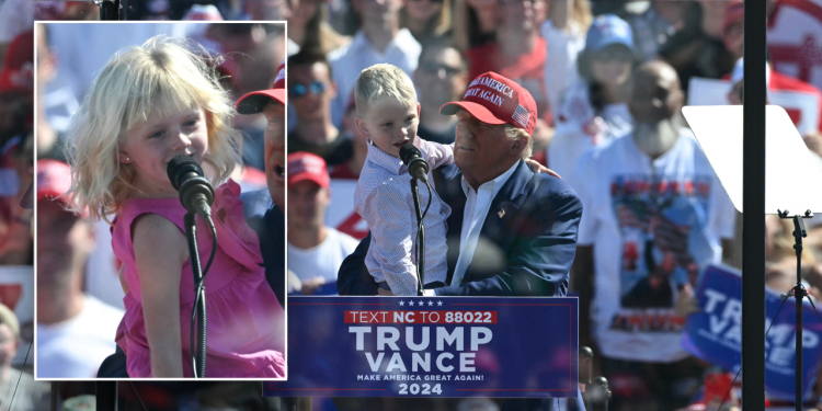 Trump predstavlja unuke, Carolinu i Lukea, na skupu u Sjevernoj Karolini