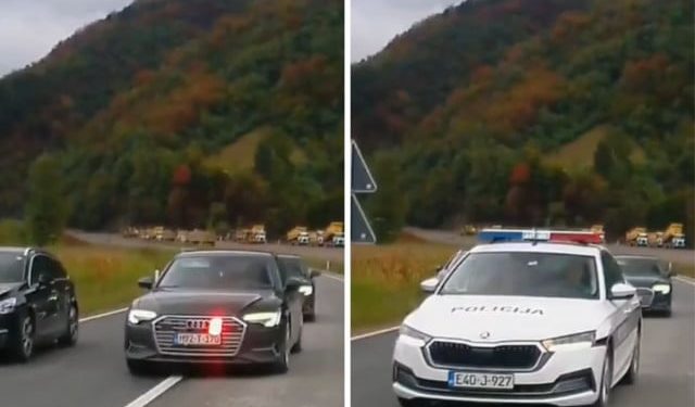 VIDEO Građanin snimio bahatu vožnju političara. Službenim vozilom po punoj liniji pretjecali u krivini