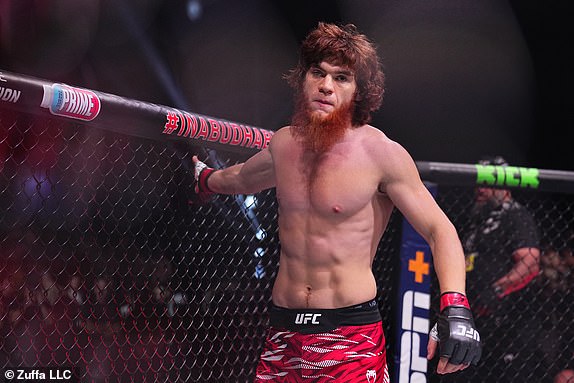 ABU DHABI, UNITED ARAB EMIRATES - OCTOBER 26: Shara Magomedov of Russia prepares to face Armen Petrosyan of Russia in a middleweight fight during the UFC 308 event at Etihad Arena on October 26, 2024 in Abu Dhabi, United Arab Emirates.  (Photo by Chris Unger/Zuffa LLC)