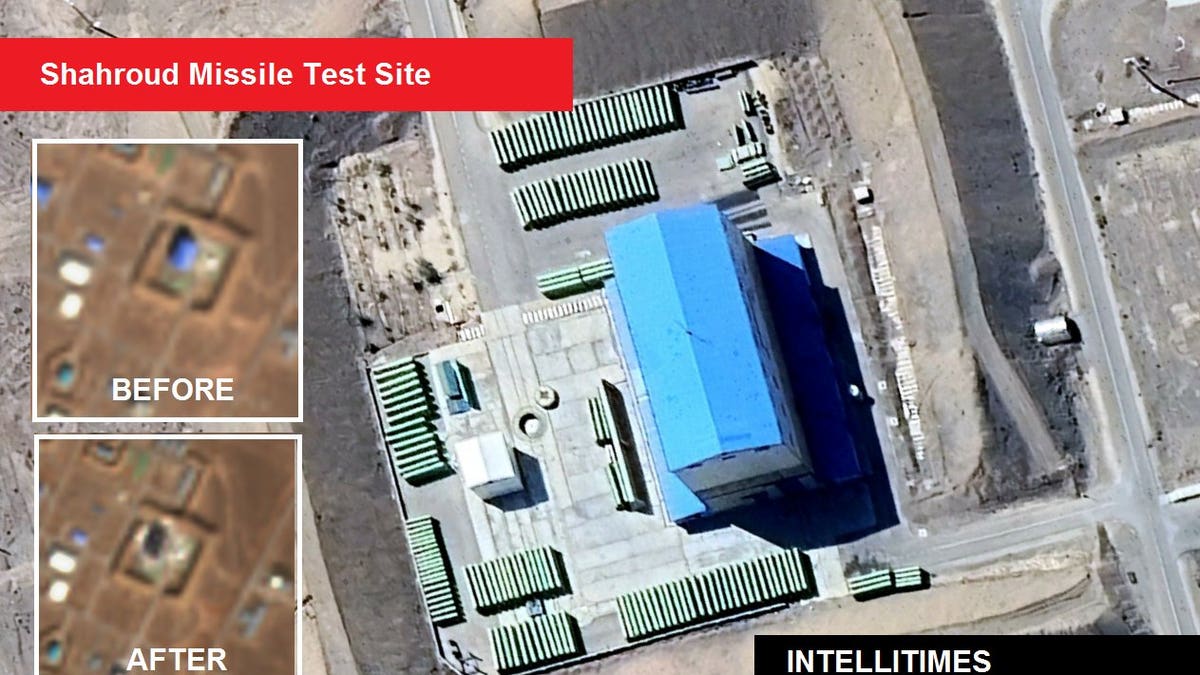 Satelitska slika koja prikazuje lokaciju za testiranje raketa Shahroud koju je navodno pogodio Izrael tijekom napada na Iran tijekom vikenda. (INTELITIMES)