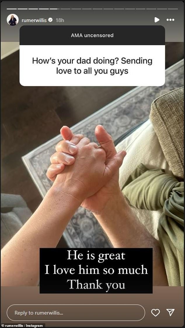 'He is great,' she wrote alongside a sweet snap of her holding the Pulp Fiction star's hand. 'Jako ga volim. Hvala'