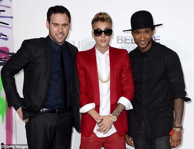 Combs and Bieber struck up a friendship at the 2009 VMAs, when Bieber, 15, was a breakout star, discovered the year prior by manager Scooter Braun (Pictured here in 2013 with Usher).