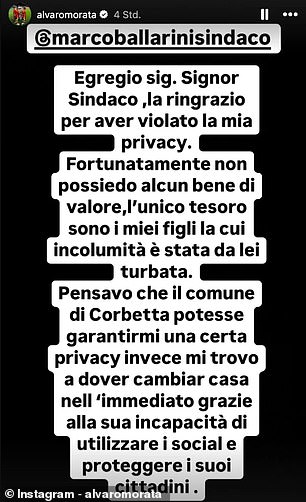 Morata je uzvratio gradonačelniku u objavi na svom Instagram storyju