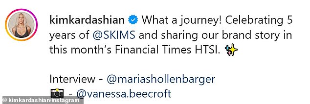The face of Skims promoted her new cover story and interview in the new edition of the Financial Times HTSI