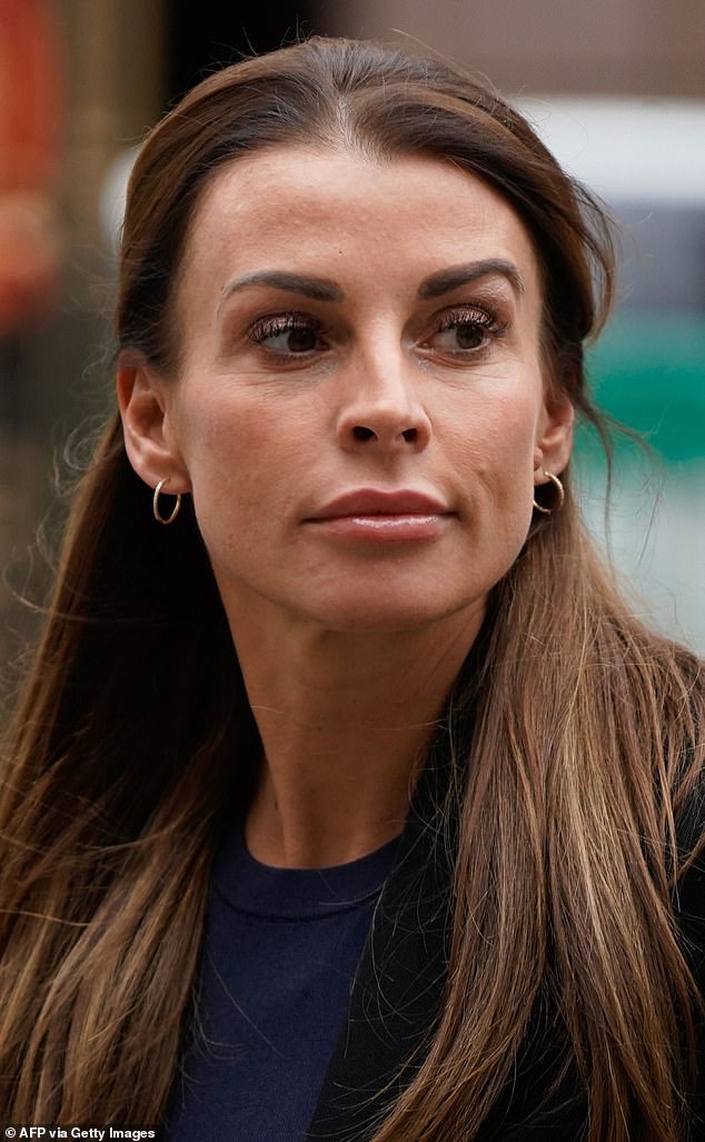 The awards comes hours after Coleen, pictured outside the Royal Courts of Justice in London in May 2022, accused fellow WAG Rebekah Vardy of leaking stories about her to the media