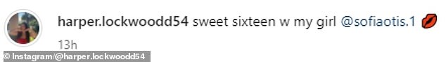 In the caption, Harper penned, 'sweet sixteen w my girl @sofiaotis.1,' referencing to her close pal that also joined in on the birthday festivities