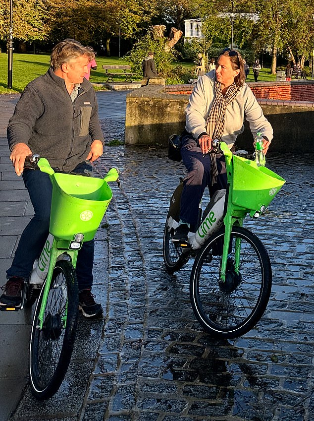 Miranda Hart spotted cycling with a mystery man on a towpath near Hammersmith Bridge, close to where the BBC star lives