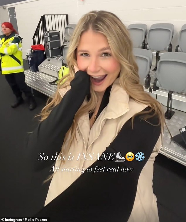 Mollie Pearce, who rose to fame as a star of The Traitors, struggled to contain her excitement as she shared a giddy clip of the ice rink for the first time