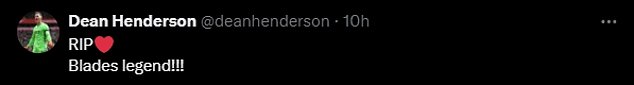 Bivši vratar Sheffield Uniteda Dean Henderson nazvao je Baldocka 'legendom Bladesa' u svojoj počasti svom starom suigraču