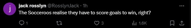 Neki su se navijači obrušili na Socceroos na X-u nakon što je strana pala gol u gubitku u prvom poluvremenu