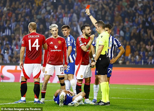 U svom posljednjem europskom nastupu za Man United, Fernandes je prošlog tjedna isključen protiv Porta