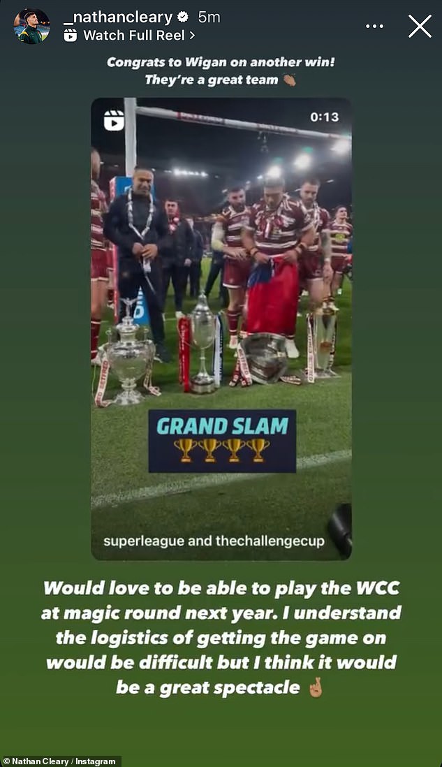 Cleary vjeruje da bi se igra trebala igrati tijekom NRL-ovog Magic Rounda 2025. godine